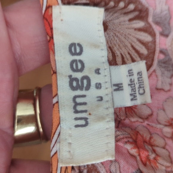 Orange Floral Peasant Top Lightweight Festival Flowy Rayon Blouse By Umgee Sz M - Picture 9 of 11